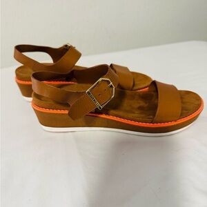 Cole Haan OriginalGrand Womens Size 7B Flatform Wedge Sandals Gold Buckle EUC